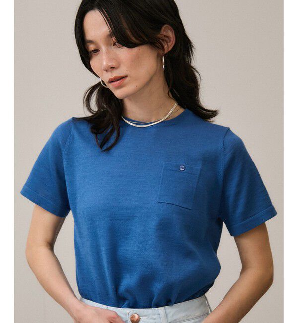 SALON adam et rope'「クロップドハーフスリーブリネンニット［ドライタッチ・洗える］」|Tシャツ・カットソー|