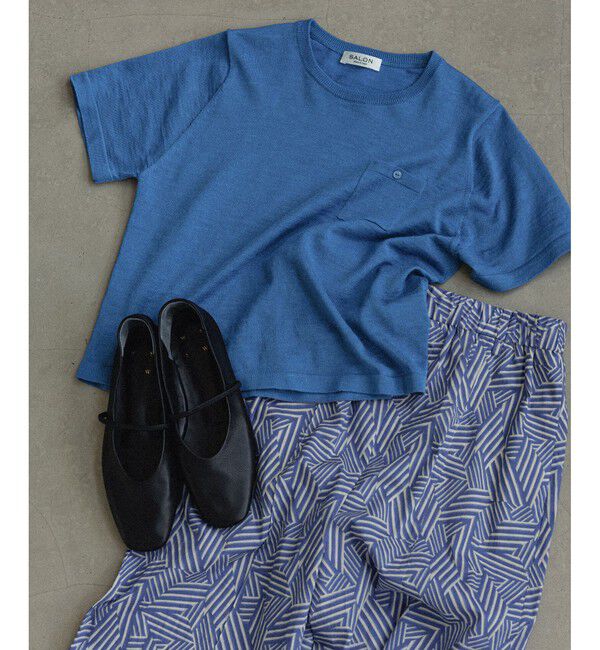 SALON adam et rope'「クロップドハーフスリーブリネンニット［ドライタッチ・洗える］」|Tシャツ・カットソー|