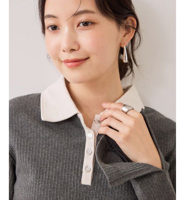 VIS「バイカラーポロ襟カットソー/イージーケア」|Tシャツ・カットソー|