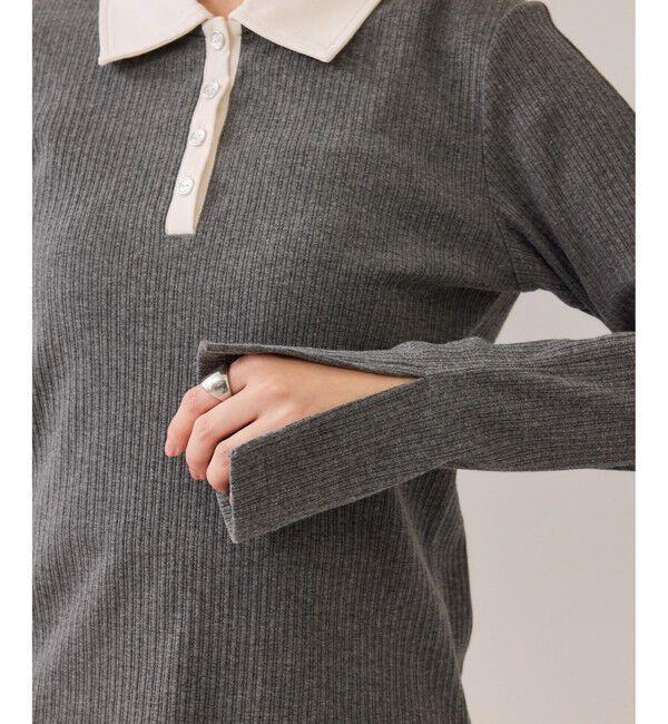 VIS「バイカラーポロ襟カットソー/イージーケア」|Tシャツ・カットソー|