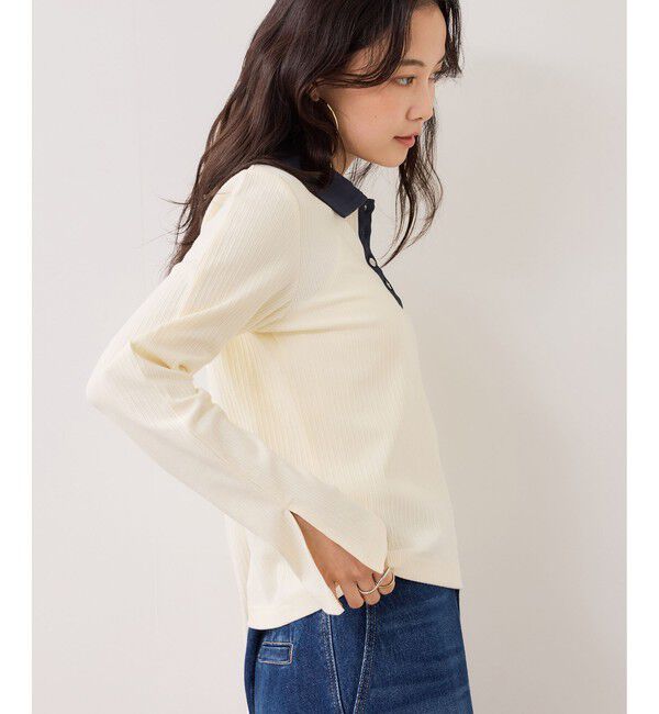 VIS「バイカラーポロ襟カットソー/イージーケア」|Tシャツ・カットソー|