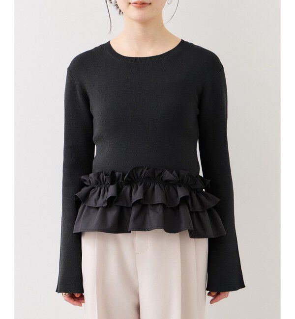 VIS「裾フリルティアードドッキングニット」|ニット・セーター|