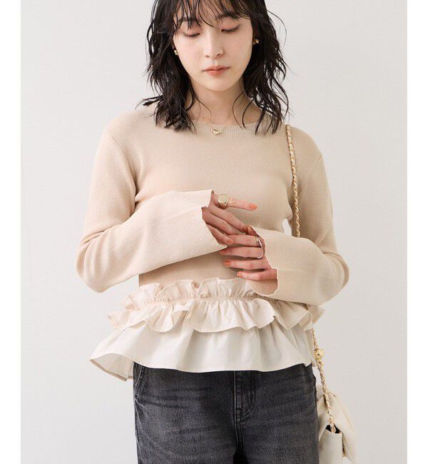 VIS「裾フリルティアードドッキングニット」|ニット・セーター|