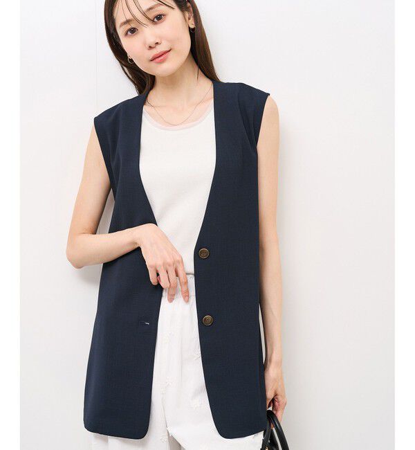 Rope&rsquo;Picnic「【抗菌防臭・接触冷感・UVカット】カナパノースーリーブジレ/セットアップ対応」|ベスト・ジレ|