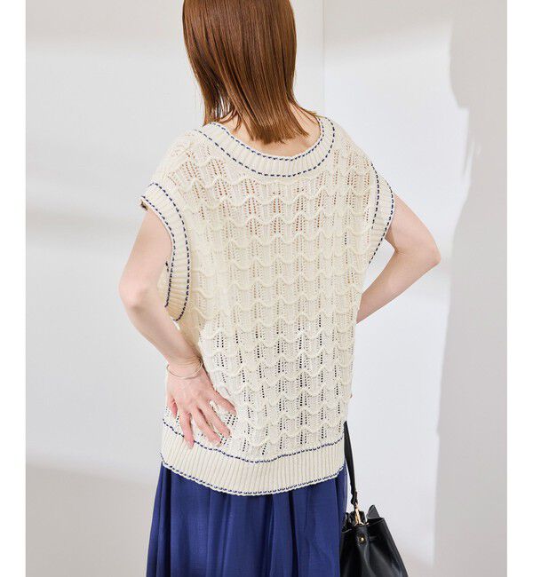 Rope&rsquo;Picnic「配色ステッチ透かし編みニットベスト」|ベスト・ジレ|