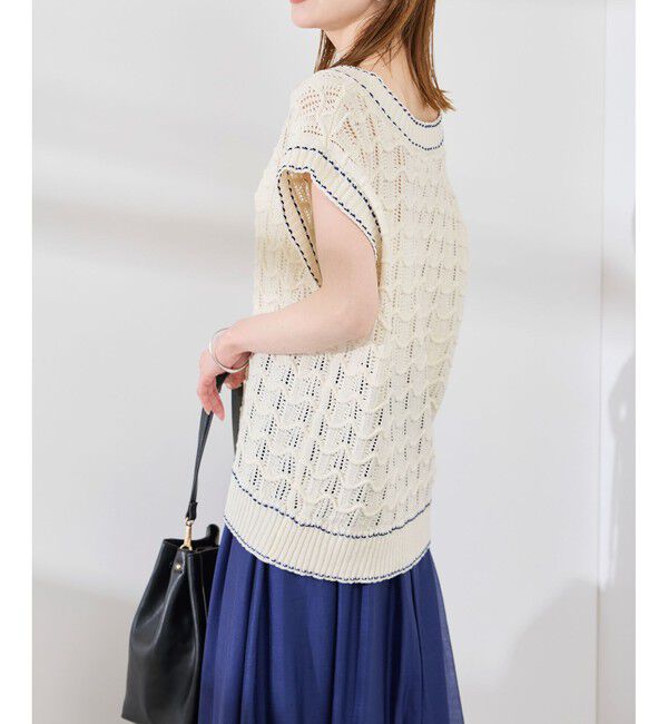 Rope&rsquo;Picnic「配色ステッチ透かし編みニットベスト」|ベスト・ジレ|