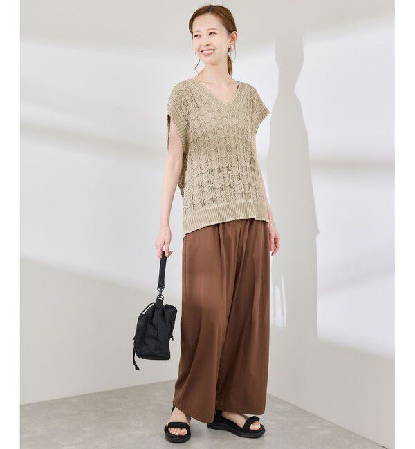 Rope&rsquo;Picnic「配色ステッチ透かし編みニットベスト」|ベスト・ジレ|