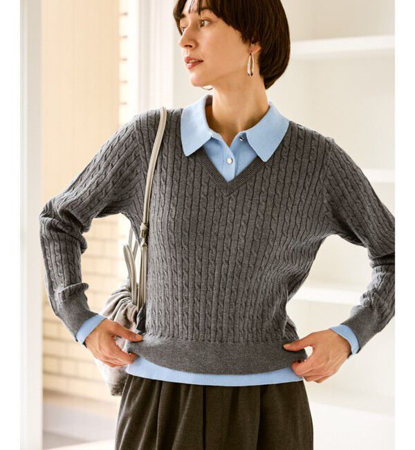 Rope&rsquo;Picnic「【新色追加】フェイクレイヤードニットプルオーバー」|ニット・セーター|