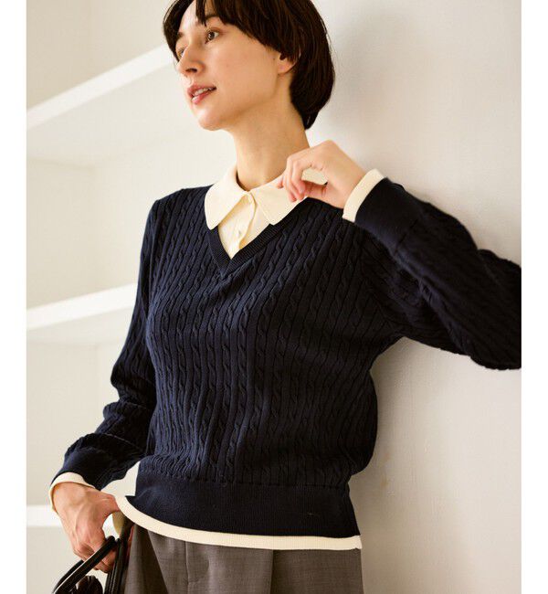 Rope&rsquo;Picnic「【新色追加】フェイクレイヤードニットプルオーバー」|ニット・セーター|