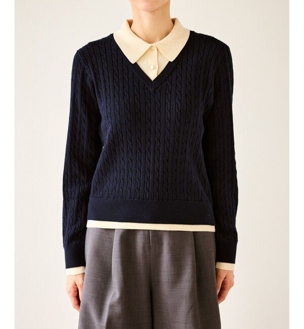 Rope&rsquo;Picnic「【新色追加】フェイクレイヤードニットプルオーバー」|ニット・セーター|