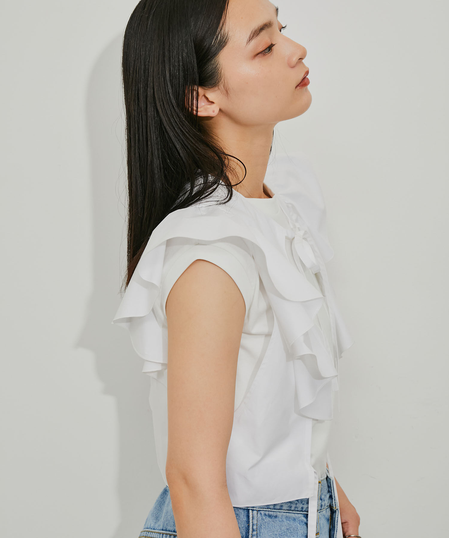 ADAM ET ROPE'「【逸品】フリルセットTシャツ」|Tシャツ・カットソー|