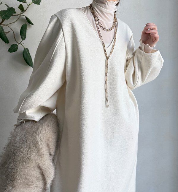  「【前後2WAY】裏起毛袖ボリュームワンピース」|ワンピース|