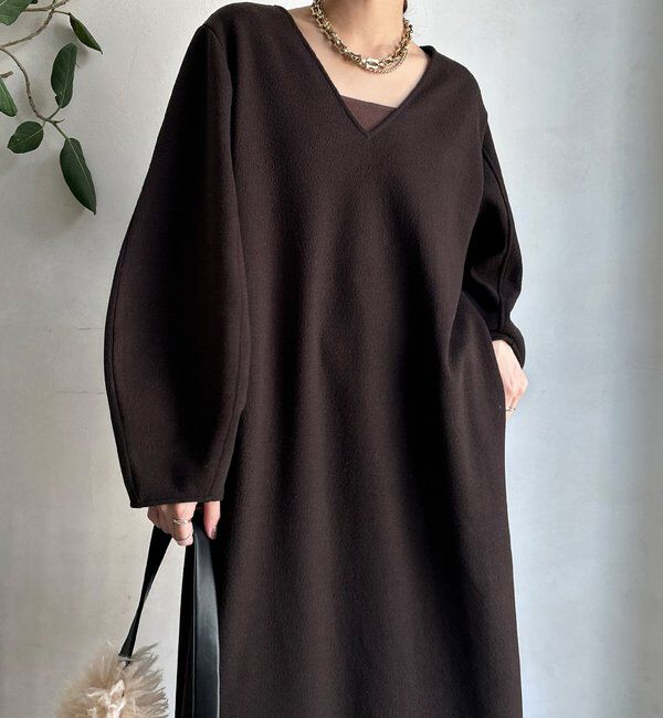  「【前後2WAY】裏起毛袖ボリュームワンピース」|ワンピース|