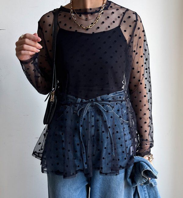  「【WEB限定】ドットチュールチュニック」|シャツ・ブラウス|