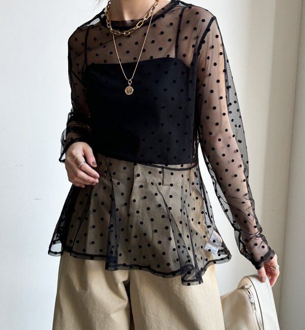  「【WEB限定】ドットチュールチュニック」|シャツ・ブラウス|