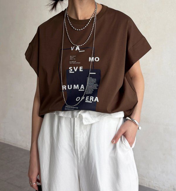  「【WEB限定】タックスリーブロゴTEE」|Tシャツ・カットソー|ブラウン