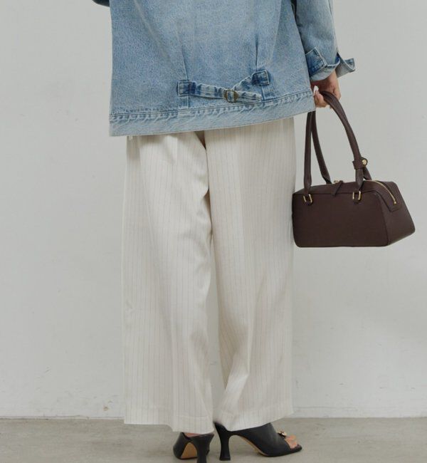  「【手洗い可】ストライプイージーパンツ」|チノ|