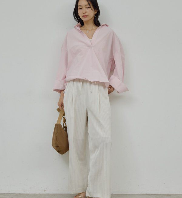  「【手洗い可】ストライプイージーパンツ」|チノ|