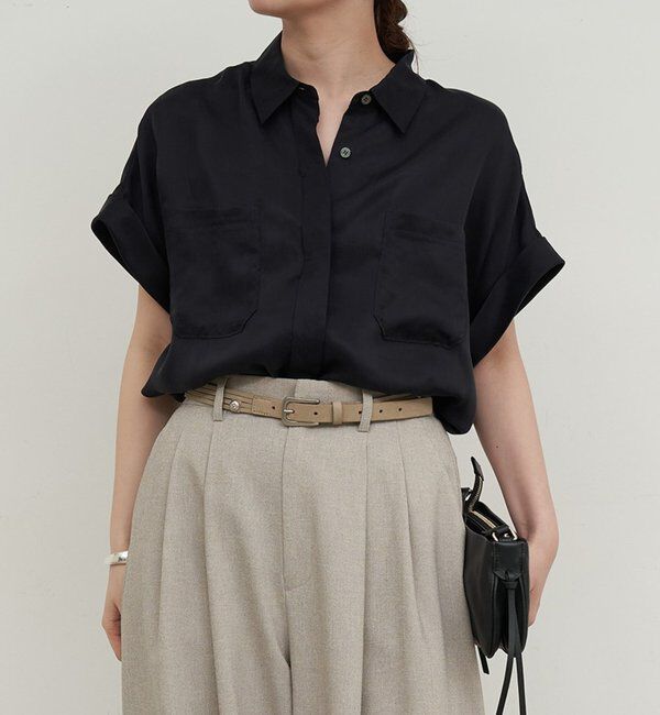  「【セットアップ対応】ミリタリーハーフスリーブシャツ」|シャツ・ブラウス|ネイビー