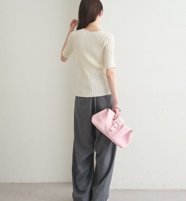  「ラウンドスリット半袖カーディガン」|カーディガン|