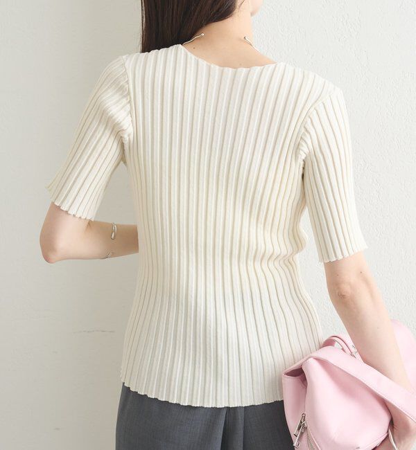  「ラウンドスリット半袖カーディガン」|カーディガン|