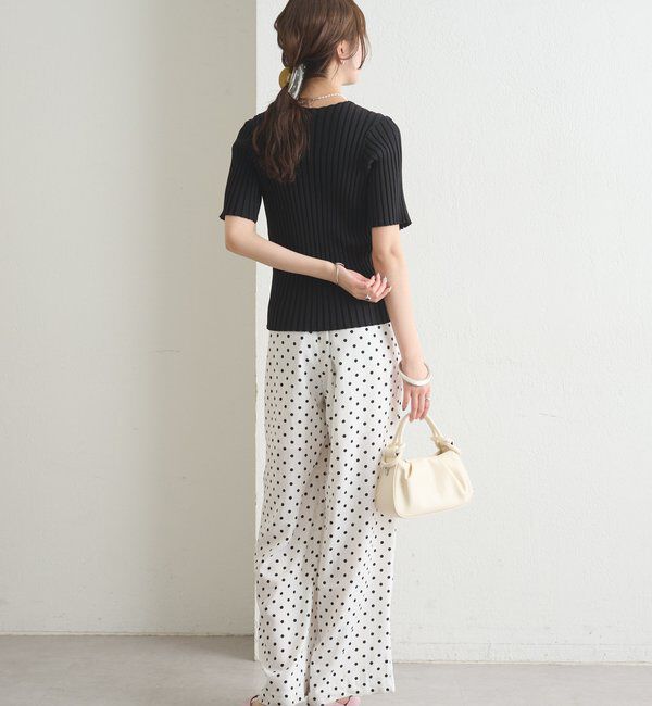  「ラウンドスリット半袖カーディガン」|カーディガン|