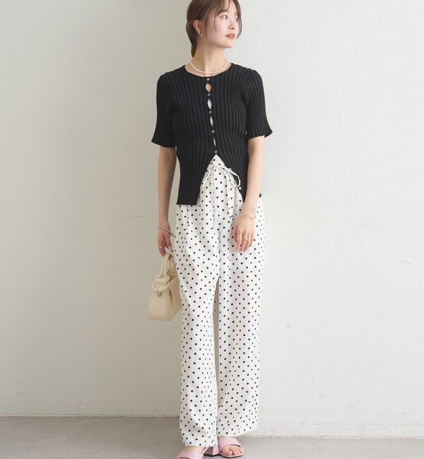  「ラウンドスリット半袖カーディガン」|カーディガン|