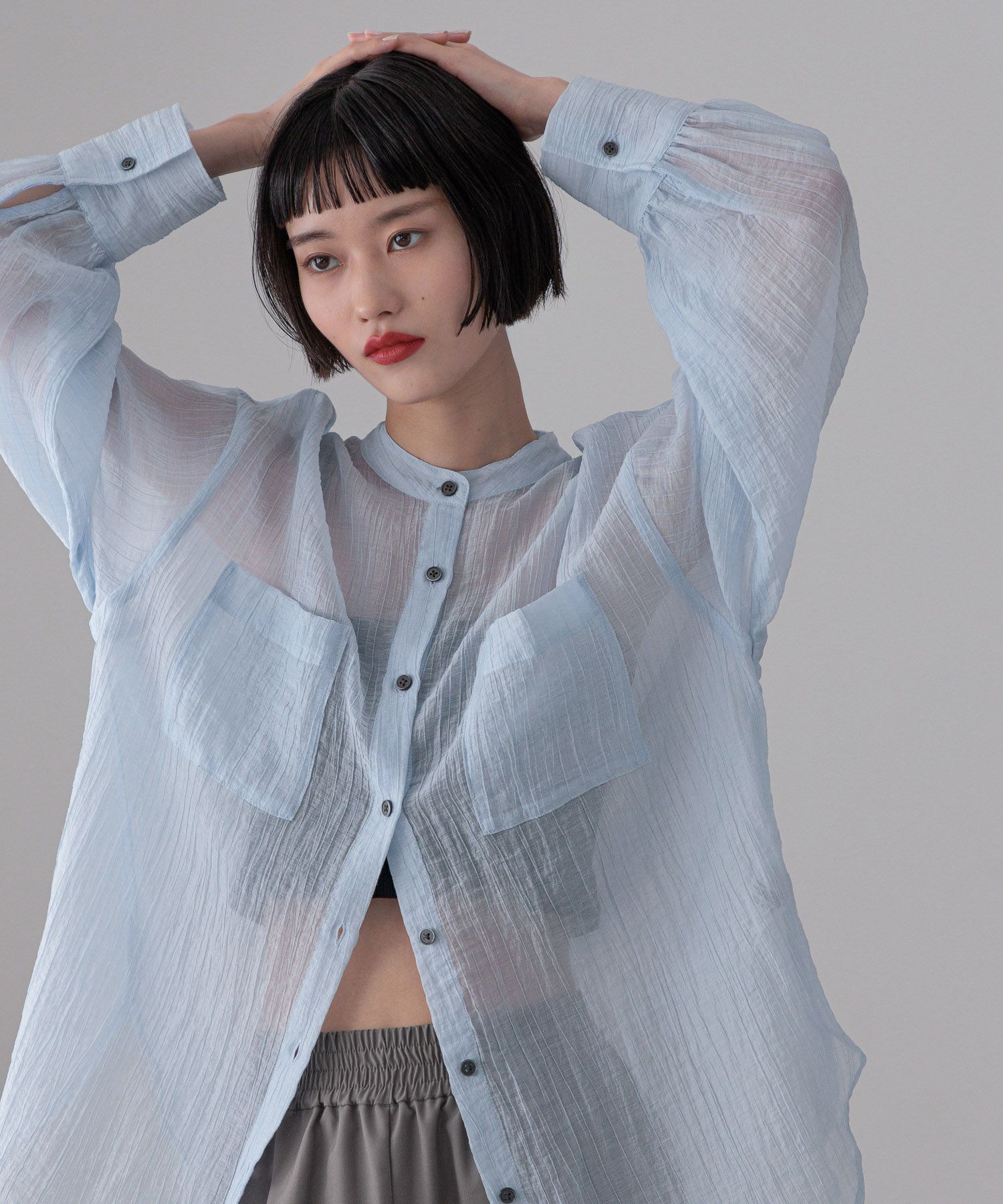 LOWRYS FARM「バンドシアーシャツＬＳ」|シャツ・ブラウス|