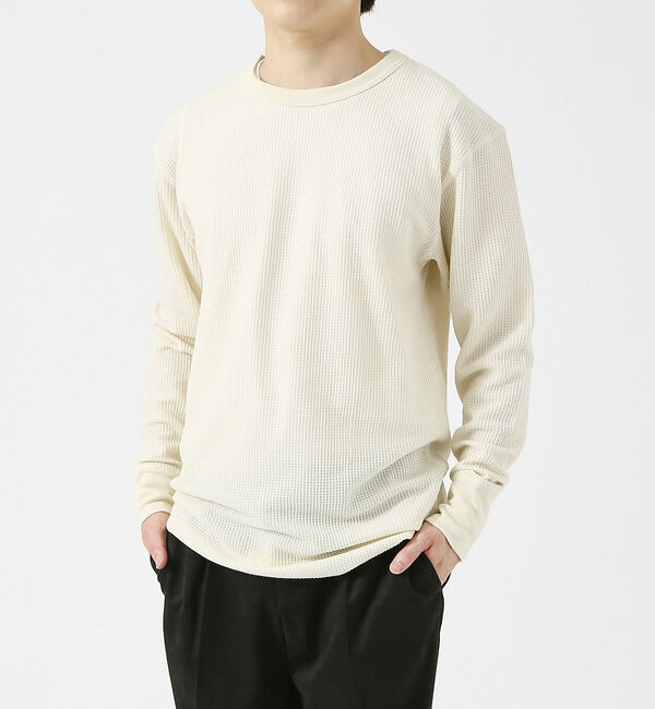 ABAHOUSE「【JEMORGAN/ジェーイーモーガン】ワッフル クルーネック ロングスリーブ」|Tシャツ・カットソー|ホワイト系その他1