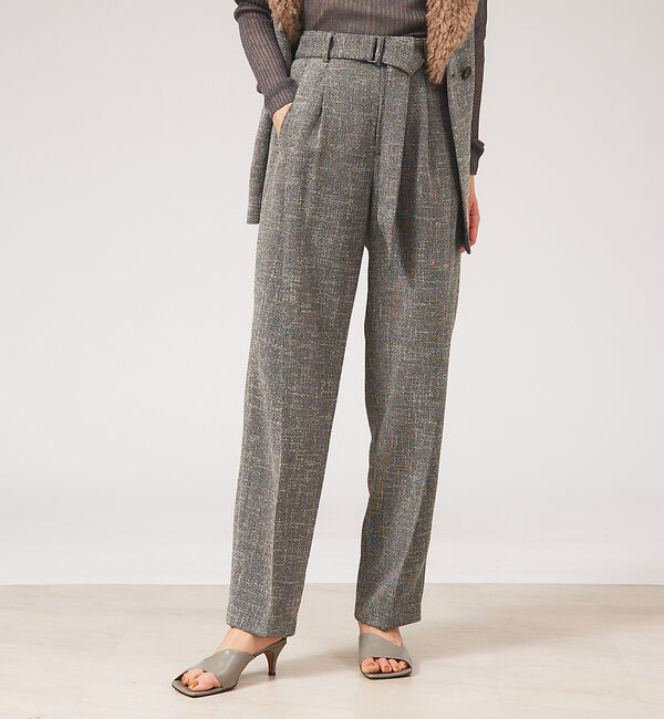 qualite「【セットアップ対応】ブライトツイードベルトパンツ」|その他|ブラック