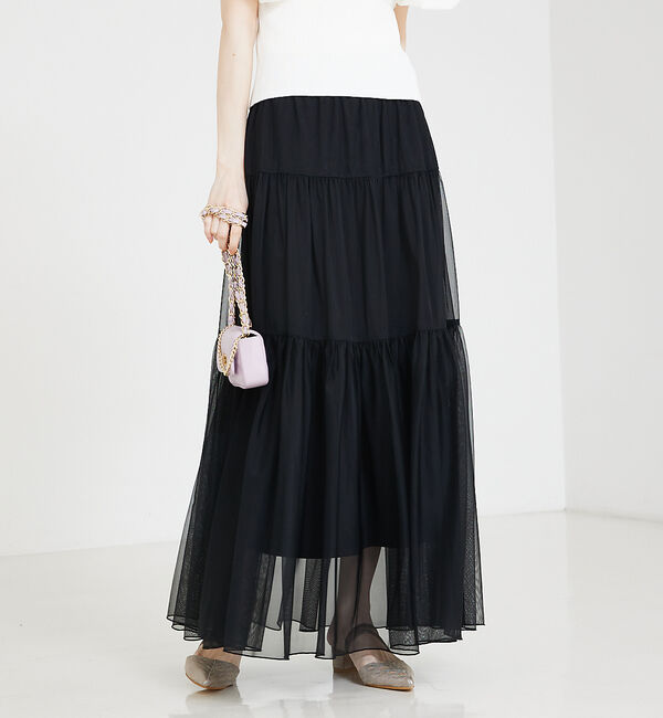 SELFIST「チュールティアードスカート」|スカート|ブラック