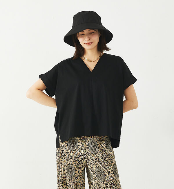 abahouse mavie「シルケットダブルVネックフレンチプルオーバー」|Tシャツ・カットソー|