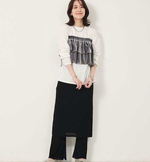 abahouse mavie「【WEB Domani掲載】ベロアビスチェ付ロンT」|Tシャツ・カットソー|