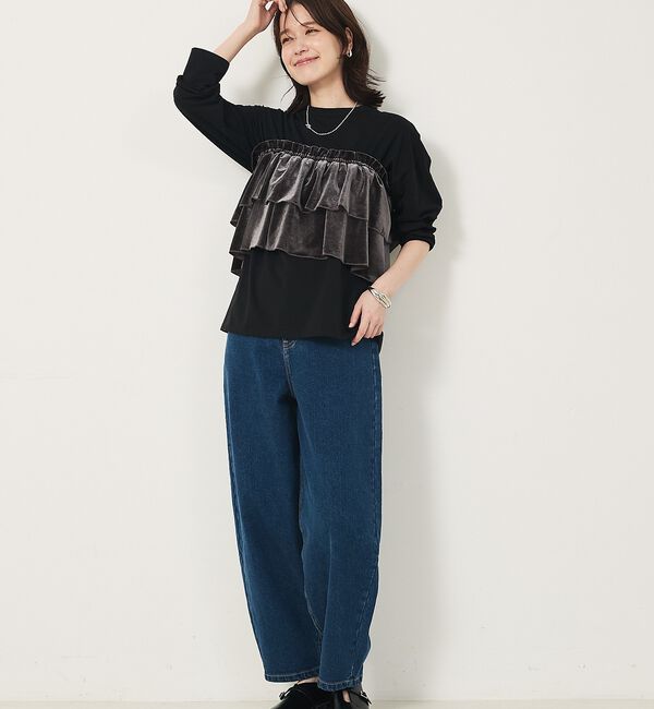 abahouse mavie「【WEB Domani掲載】ベロアビスチェ付ロンT」|Tシャツ・カットソー|