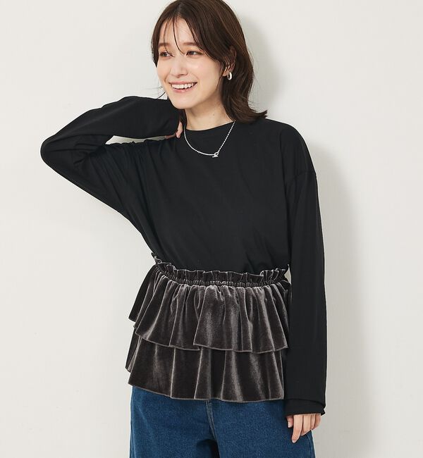 abahouse mavie「【WEB Domani掲載】ベロアビスチェ付ロンT」|Tシャツ・カットソー|