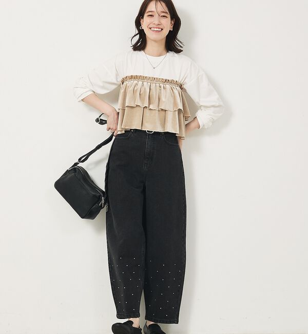 abahouse mavie「【WEB Domani掲載】ベロアビスチェ付ロンT」|Tシャツ・カットソー|