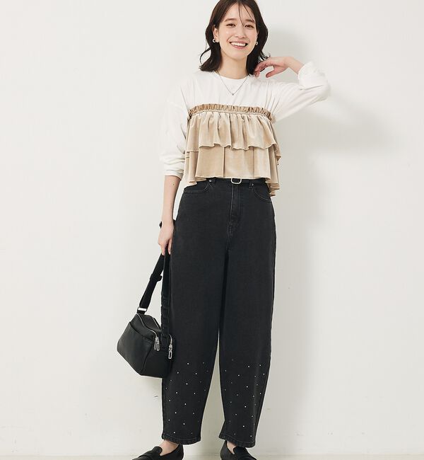 abahouse mavie「【WEB Domani掲載】ベロアビスチェ付ロンT」|Tシャツ・カットソー|