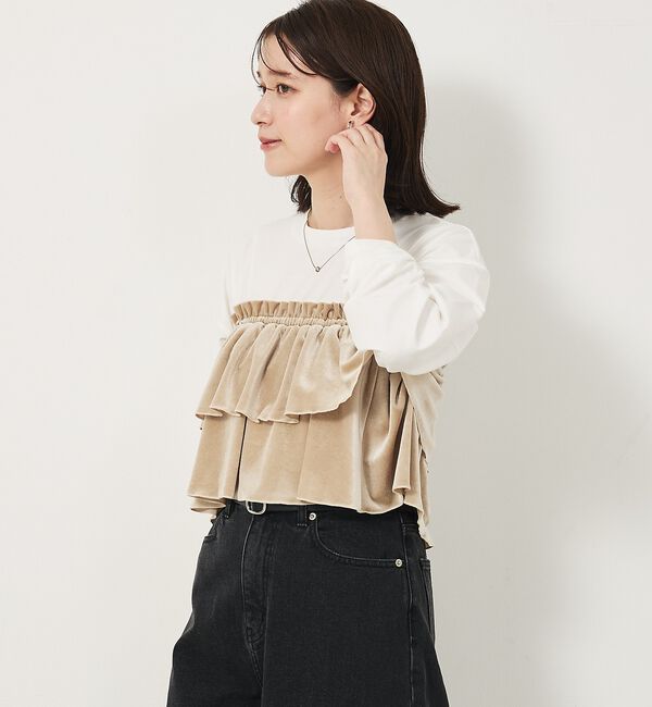 abahouse mavie「【WEB Domani掲載】ベロアビスチェ付ロンT」|Tシャツ・カットソー|