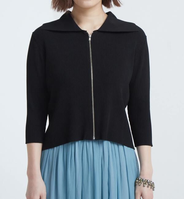 TIARA「ジップアップリブニット」|ニット・セーター|