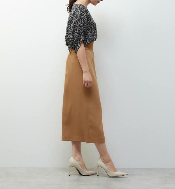 TIARA「モノトーンリーフプリントドルマンブラウス」|シャツ・ブラウス|