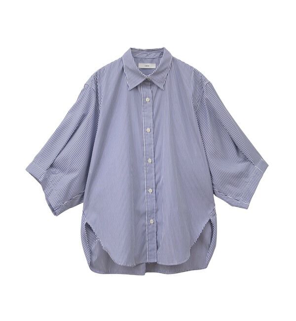 Liesse「袖タックワイドシャツ」|シャツ・ブラウス|ストライプ