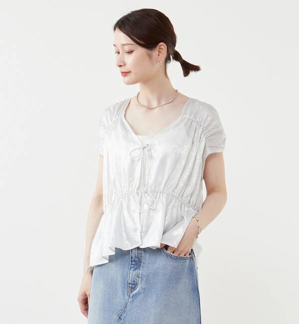 Soffitto「リボンギャザーブラウス」|シャツ・ブラウス|