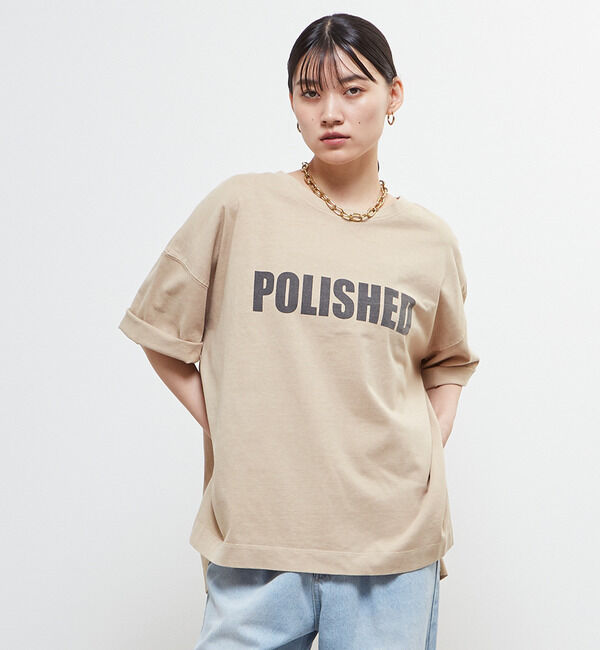 Soffitto「《定番》ロゴプリント製品染ビックTシャツ」|Tシャツ・カットソー|ベージュ