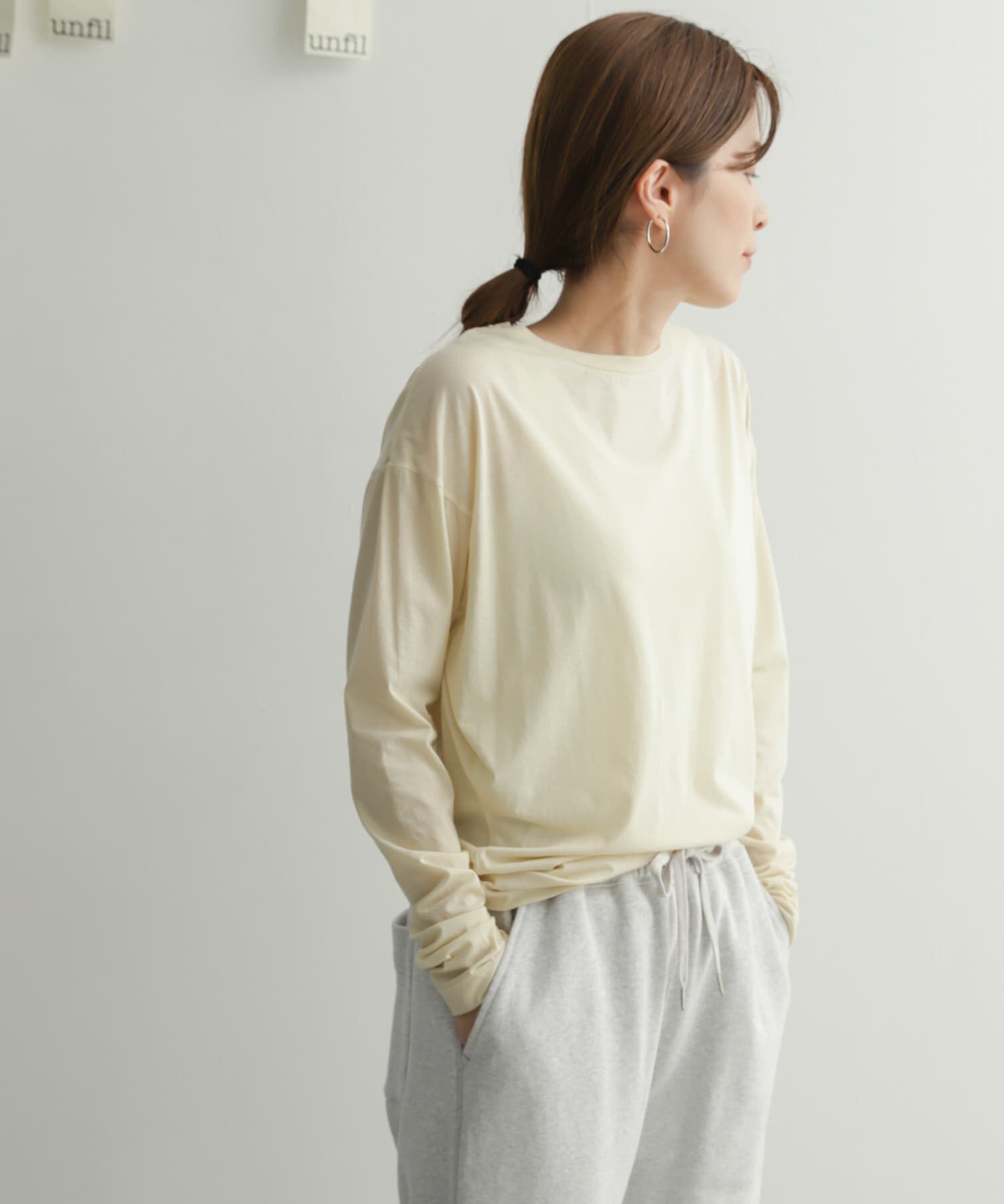 URBAN RESEARCH DOORS「『別注』unfil&times;DOORS　high twist cotton L/S t-shirts」|Tシャツ・カットソー|