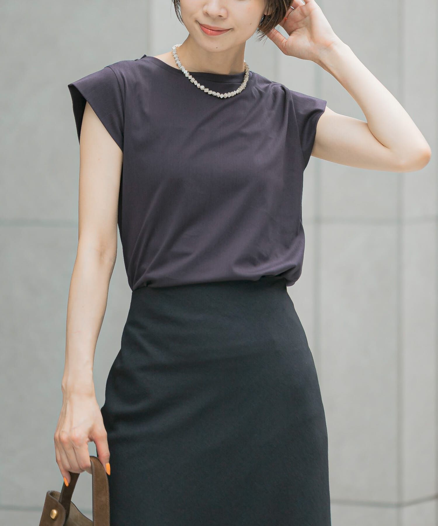 URBAN RESEARCH ROSSO「クールタッチスーピマコットンフレンチTシャツ」|Tシャツ・カットソー|ネイビー