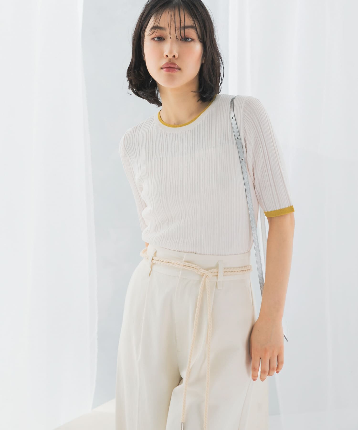 URBAN RESEARCH ROSSO「アンチピリングバイカラーリブニット」|ニット・セーター|