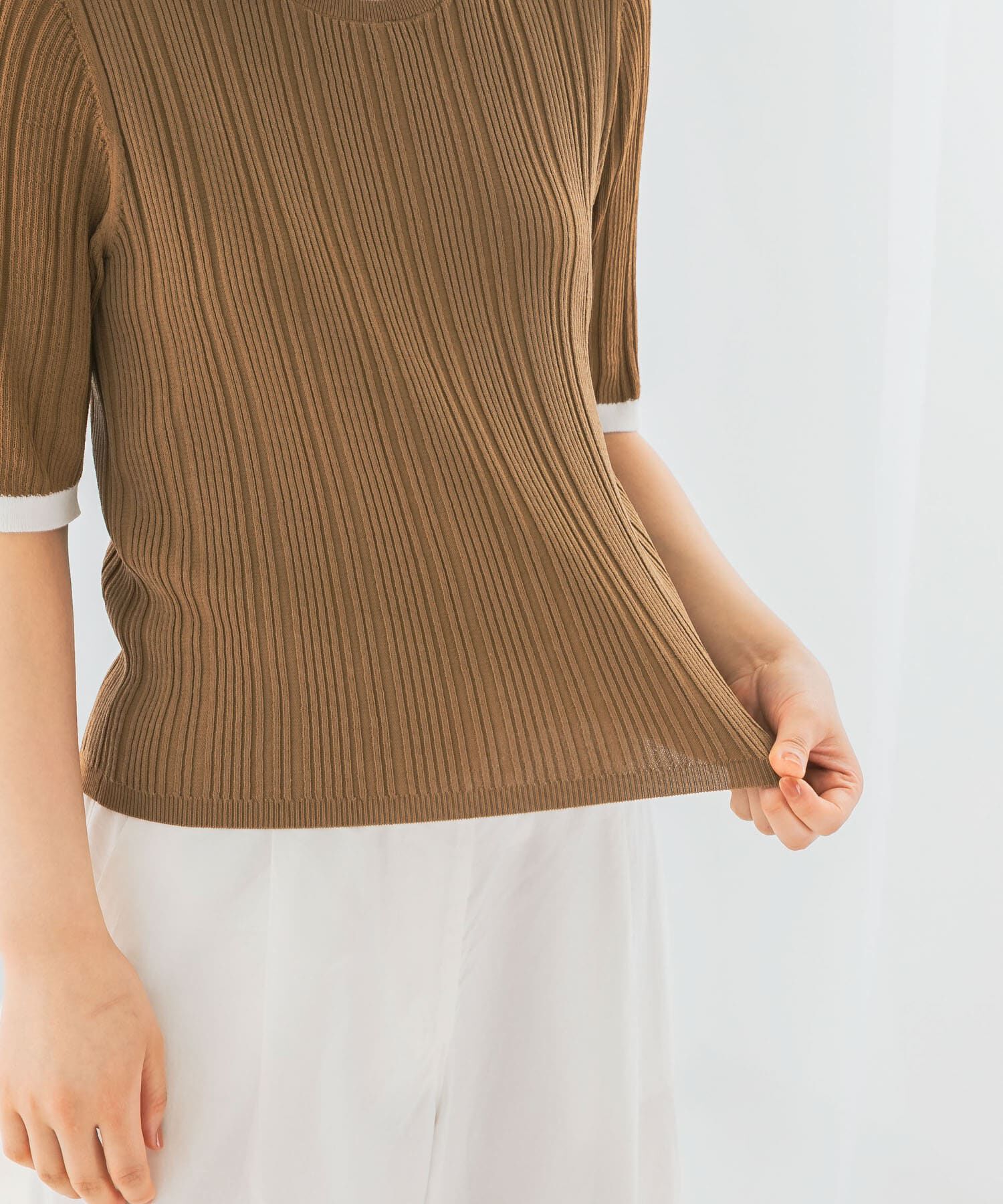 URBAN RESEARCH ROSSO「アンチピリングバイカラーリブニット」|ニット・セーター|