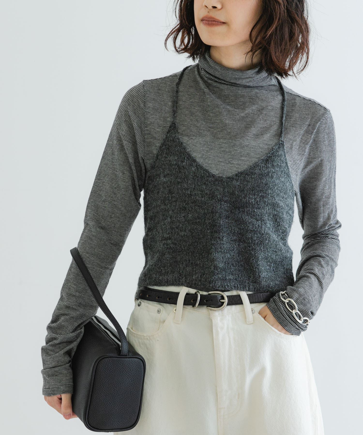 URBAN RESEARCH「ヘアリーニットビスチェ」|キャミソール|チャコールグレー