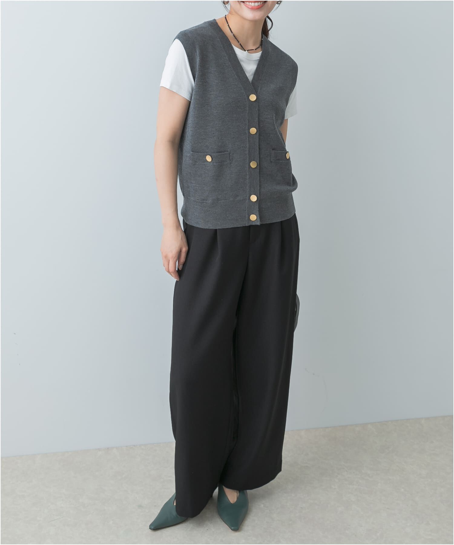 URBAN RESEARCH ROSSO「F by ROSSO　ウォッシャブルメタル釦ニットベスト」|ベスト・ジレ|