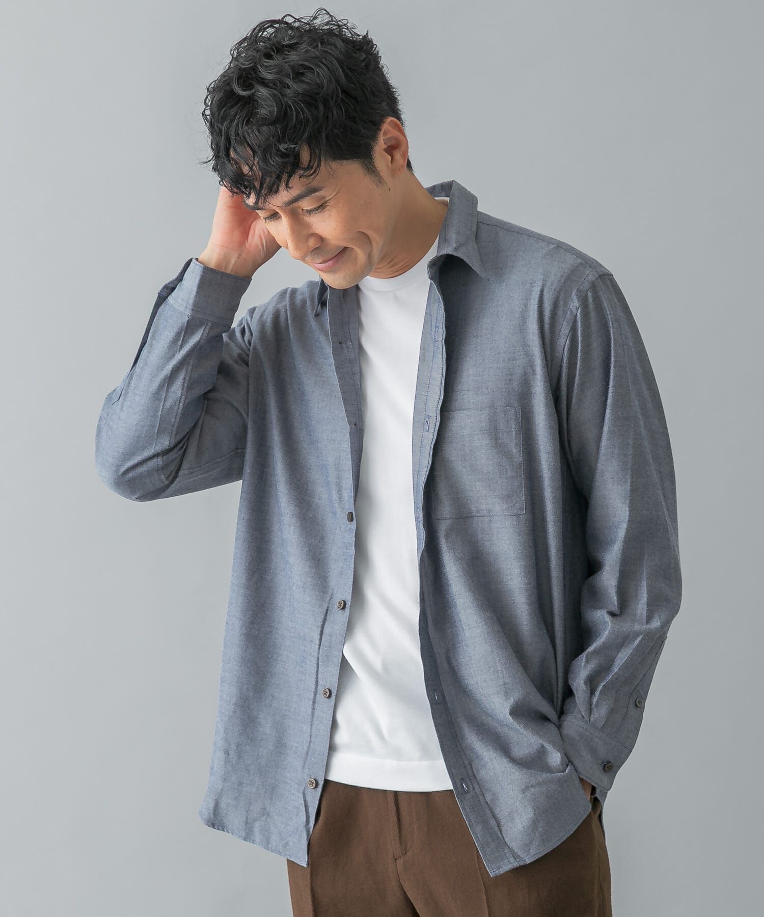 URBAN RESEARCH ROSSO「『蓄熱 / XLサイズあり』アーバンリラックスサーモネルレギュラーシャツ」|シャツ・ブラウス|